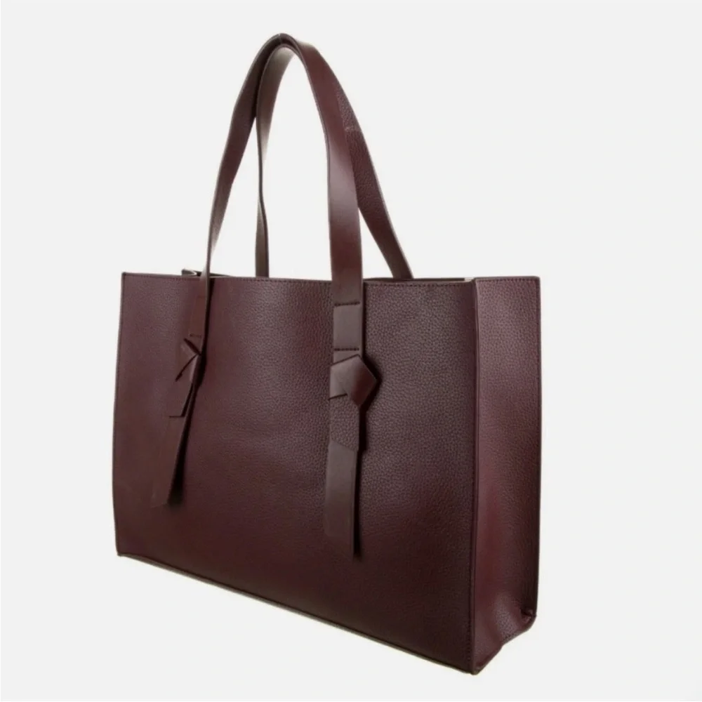 Rachel Zoe Collection Arialith Burgundy Vegan Leather Tote Bag with Pouch